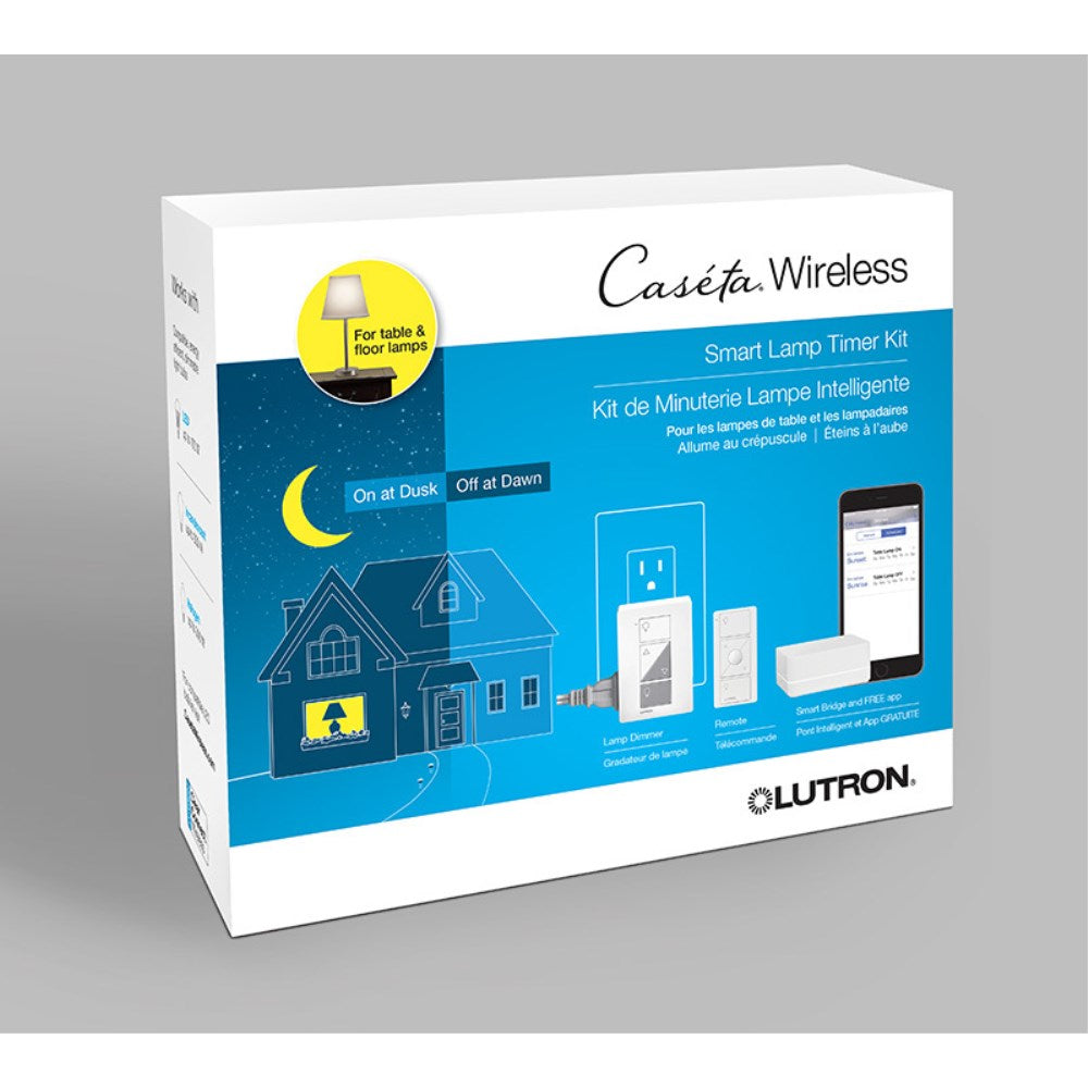 Package: Caseta Plug-In Lamp Dimmer, Pico Wireless 3-Button Remote Control, and Smart Bridge with HomeKit Technology (White) | P-BDG-PKG1P-C