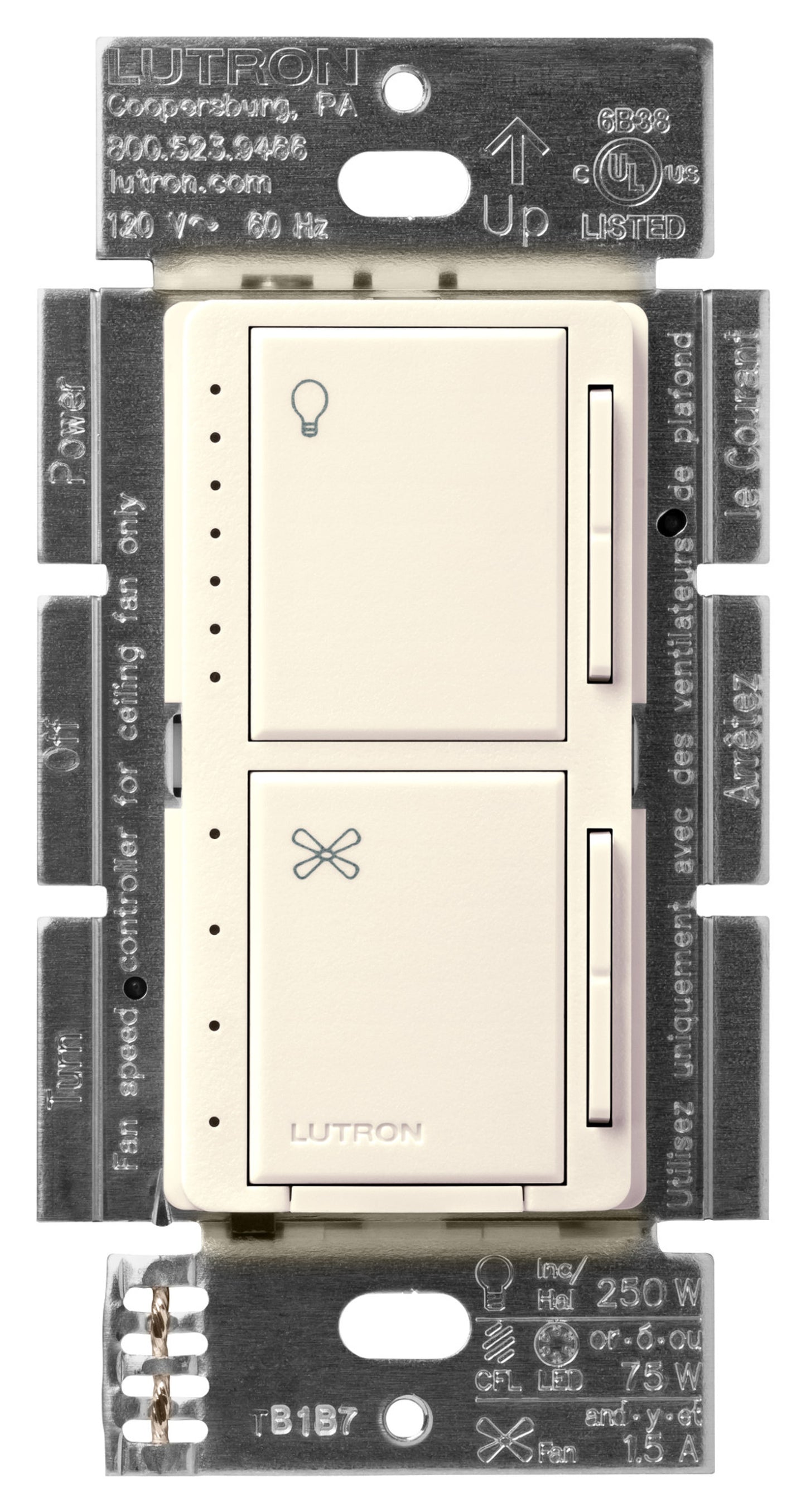 Lutron Maestro Dual Control - LED+ Dimmer & 4-Speed Fan | MACL-LFQ