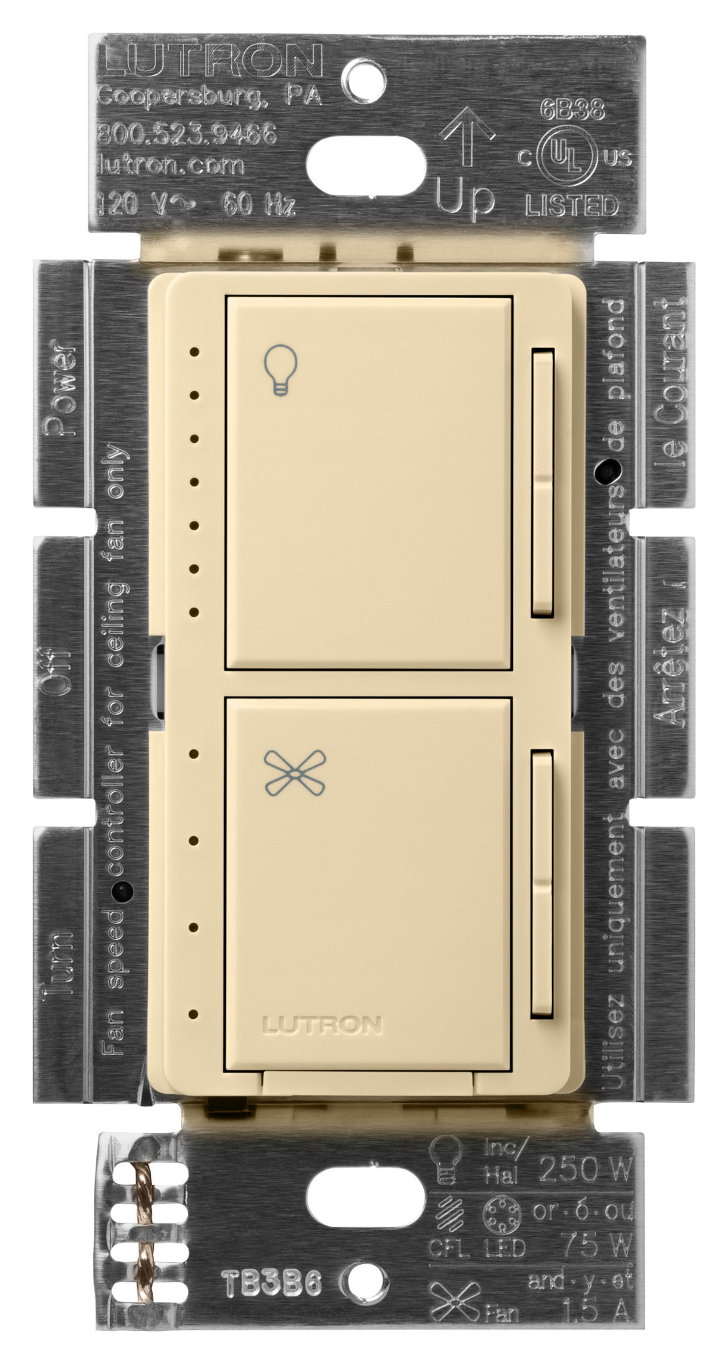 Lutron Maestro Dual Control - LED+ Dimmer & 4-Speed Fan | MACL-LFQH-XX-C