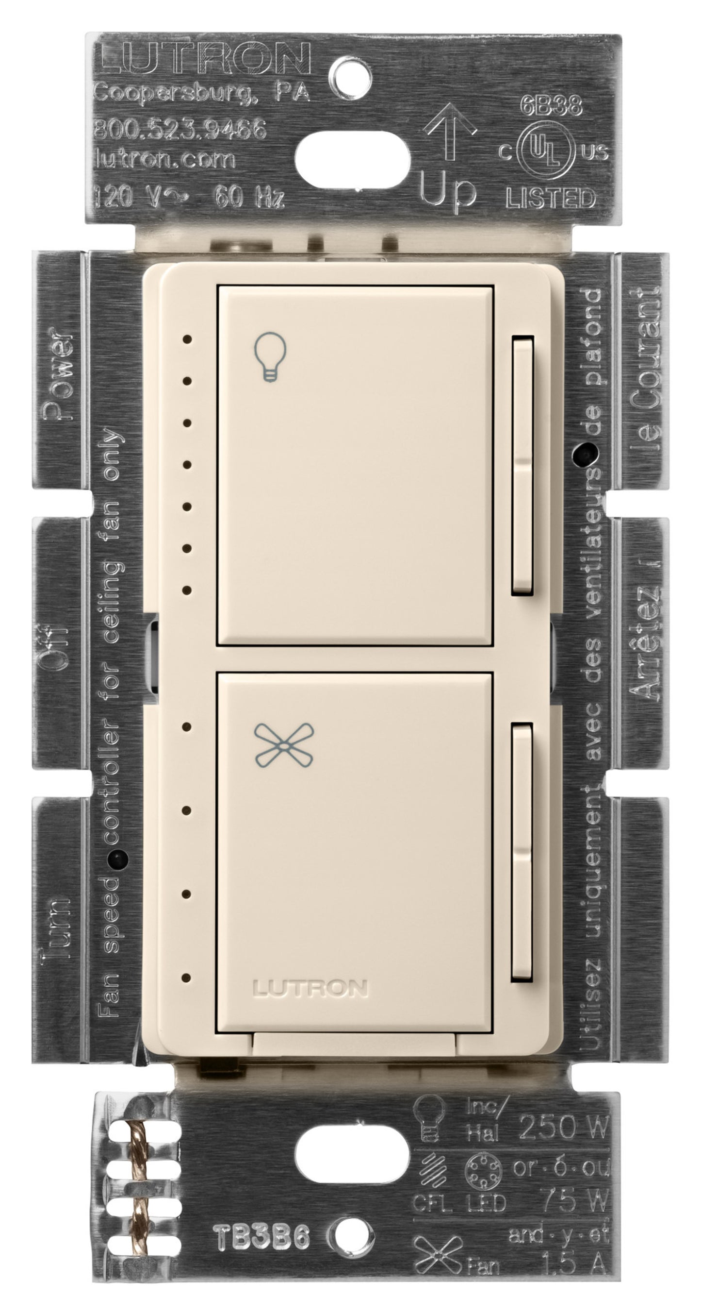 Lutron Maestro Dual Control - LED+ Dimmer & 4-Speed Fan | MACL-LFQ
