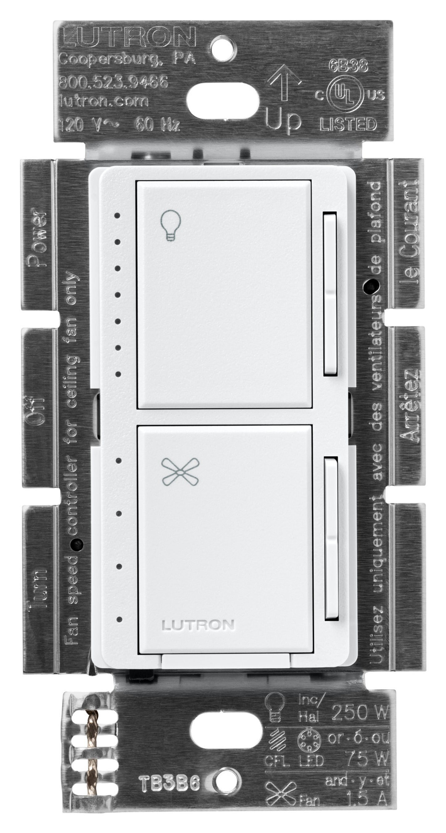 Lutron Maestro Dual Control - LED+ Dimmer & 4-Speed Fan | MACL-LFQ
