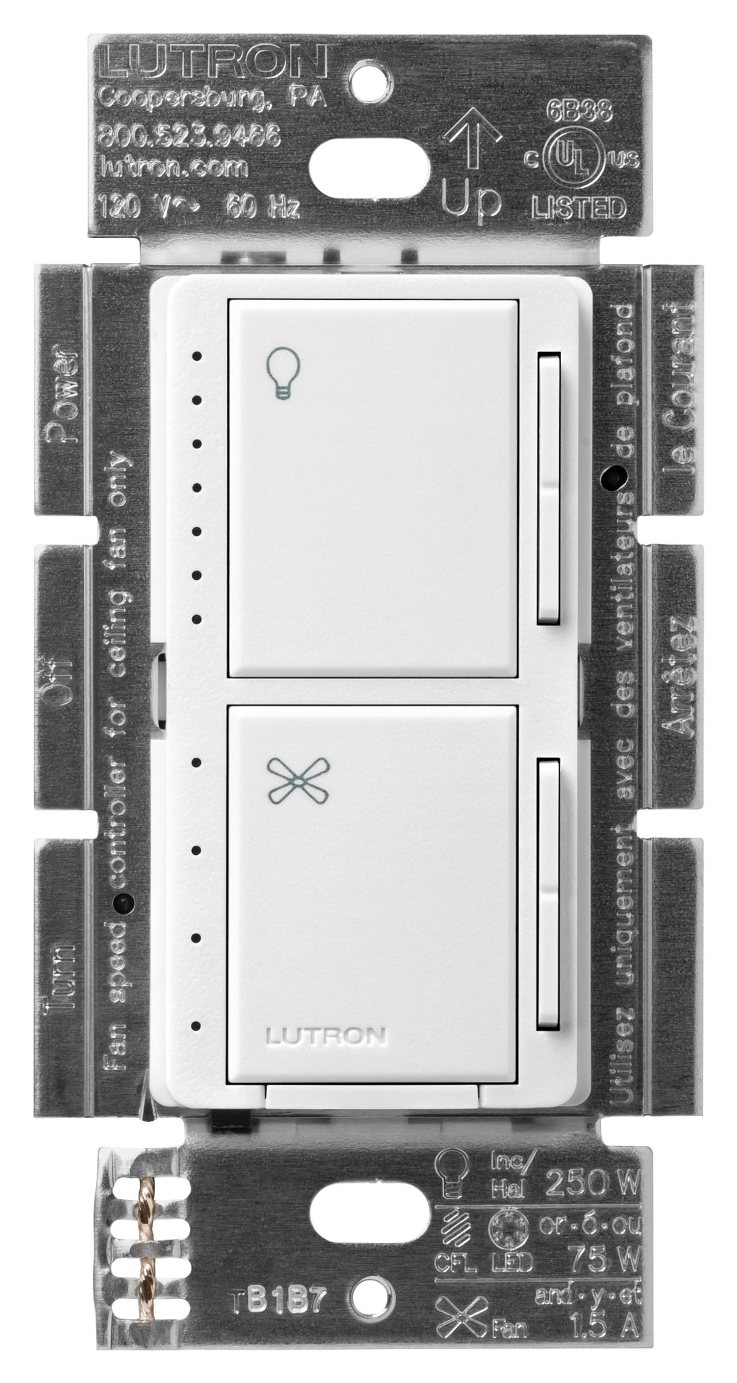 Lutron Maestro Dual Control - LED+ Dimmer & 4-Speed Fan | MACL-LFQ