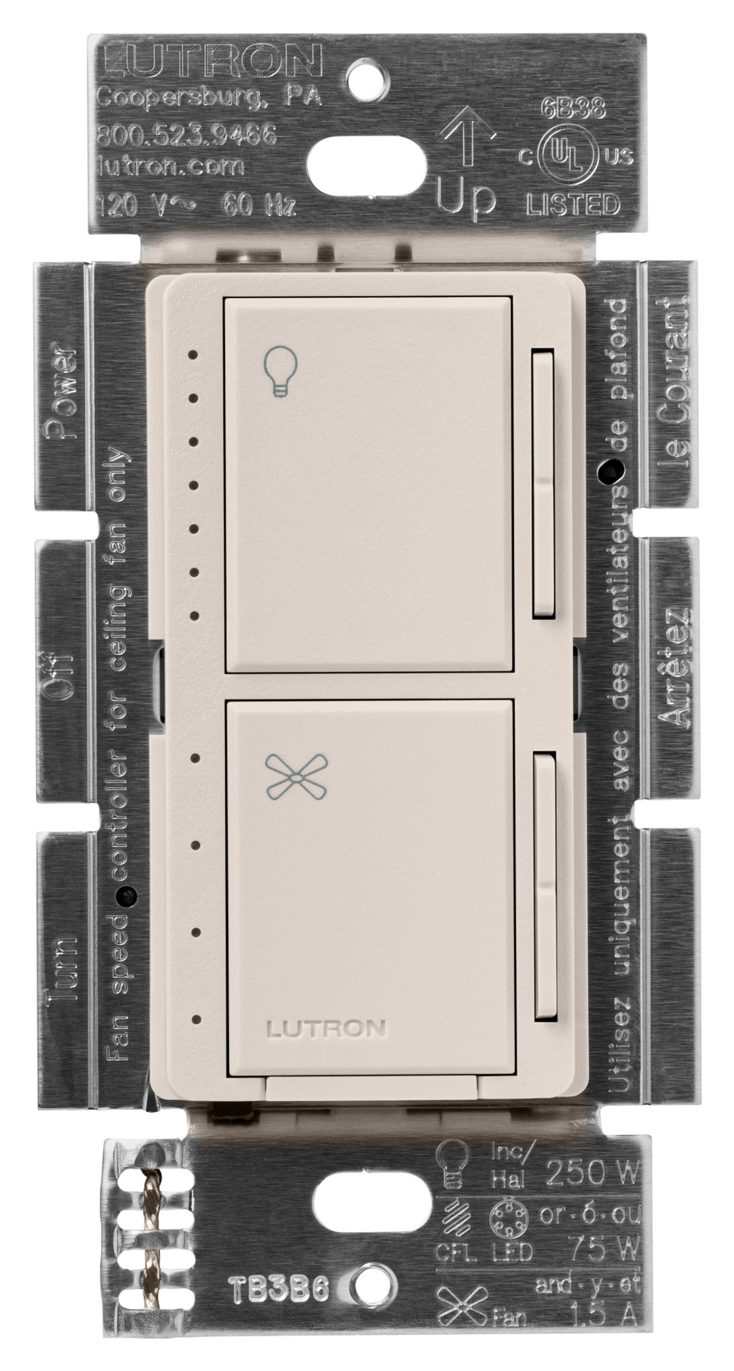Lutron Maestro Dual Control - LED+ Dimmer & 4-Speed Fan | MACL-LFQ