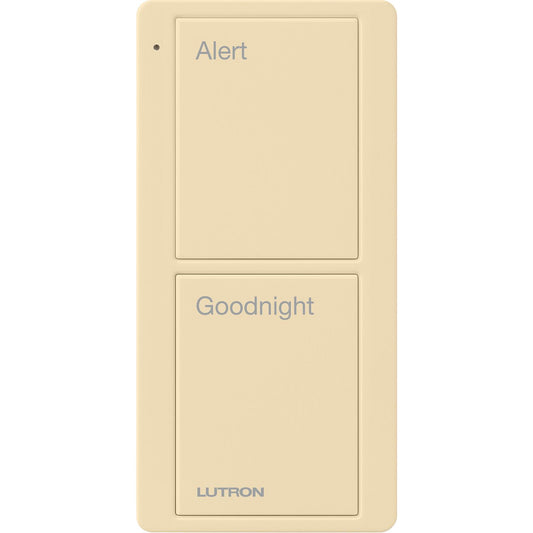 Lutron 2-Button Scene Pico Smart Remote, with Pre-engraved Text-"Alert/Goodnight" - Ivory