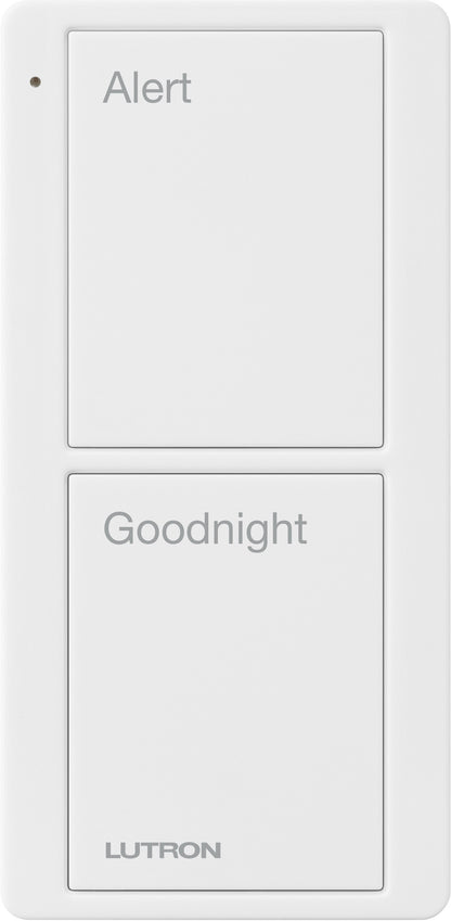 Product Display Visual of the SKU: PJ2-2B-GWH-P02 for Marketing of theLutron Pico 2 Button Scene Keypad (Bedside Text) | PJ2-2B-GXX-P02