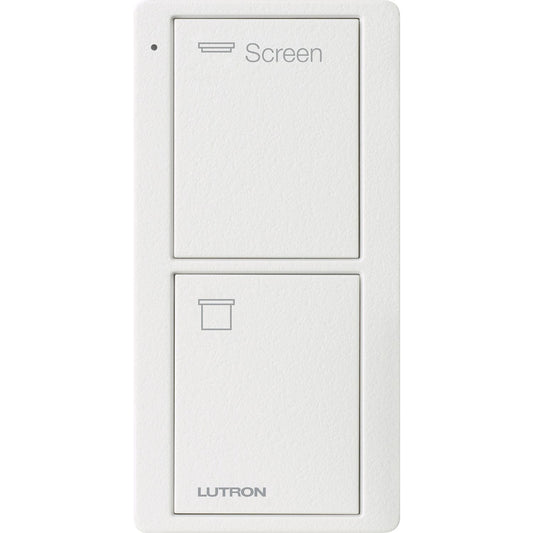 Lutron 2-Button Pico Smart Remote, with Screen Icons and Text ("Screen"), PJ2-2B-TSW-S08, Snow White