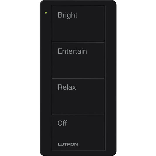 Pico Wireless Control, 4-button, 434 MHz, scene control of lights, any room engraving, in black