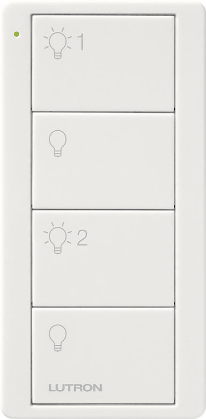 Product Display Visual of the SKU: PJ2-4B-WH-L21P for Marketing of theLutron Pico Smart Remote, 4-Button 2-Group Control (Light Icons) | PJ2-4B-XX-L21P