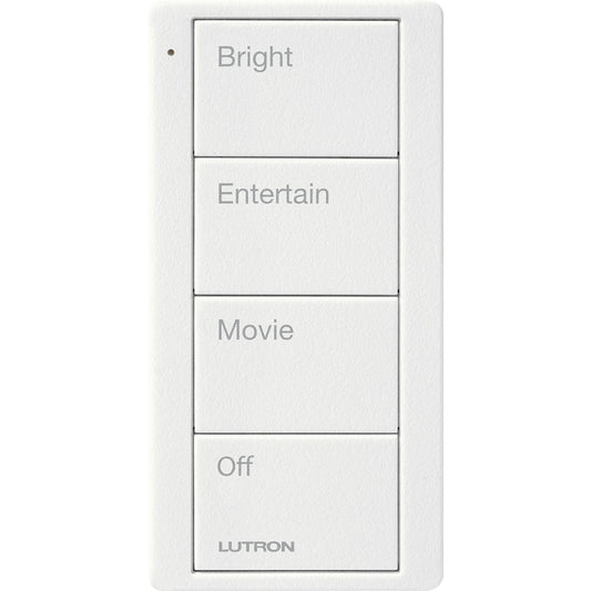 Lutron 4-Button, Scene Keypad, Pico Smart Remote, with Family Room Text Engraving, PJ2-4B-GSW-P01, Snow White