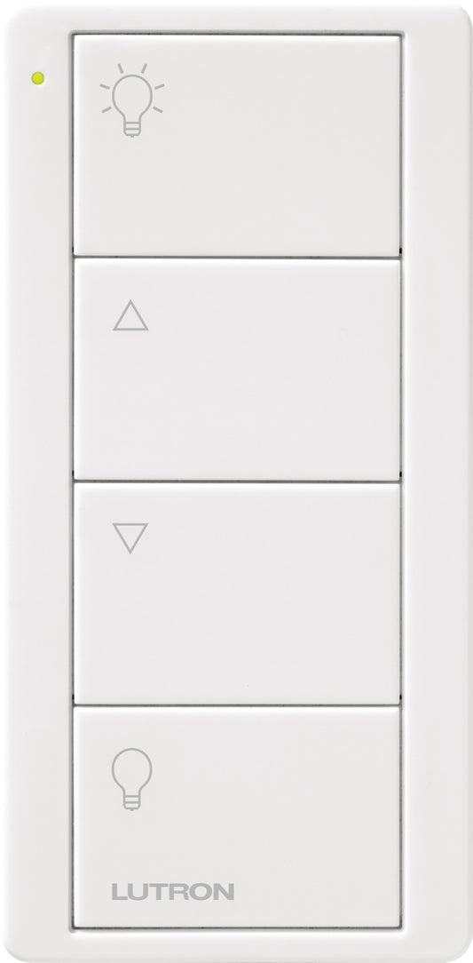 Product Display Visual of the SKU: PJ2-4B-WH-L01P for Marketing of theLutron Pico Smart Remote, 4-Button Zone Control (Light Icons) | PJ2-4B-XX-L01P