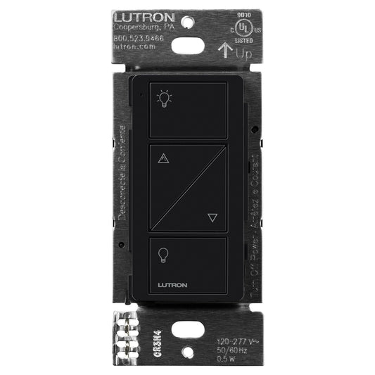 Lutron 2-Button with Raise/Lower, Pico Line-Powered Wireless Control, 120-277V Line Voltage, with Light Icons, PJL-2BRL-GBL-L01, Black