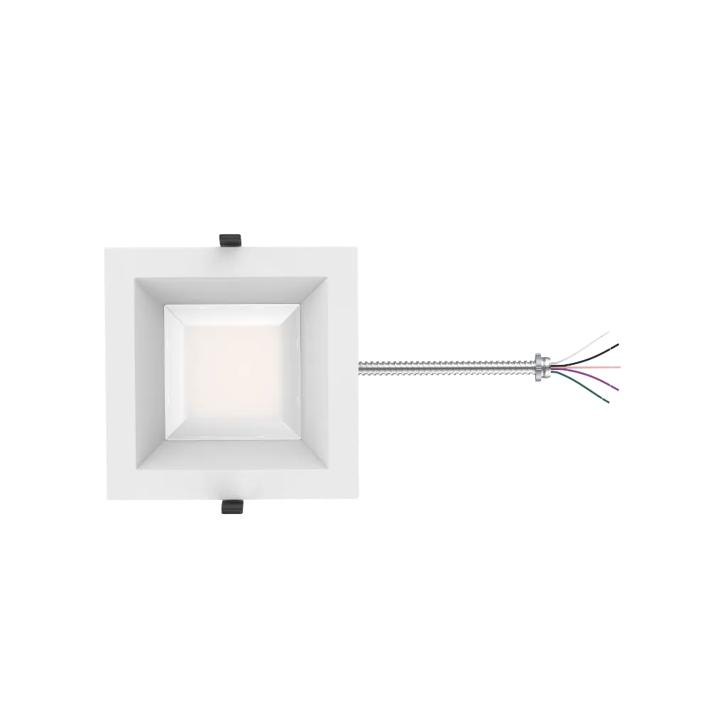 Reno Zeta - 8" Square Commercial Downlight - Selectable Wattage 15/20/25/30/35W - Selectable CCT 2700/3000/3500/4000/5000K - 120-347V - 3-in-1 Dimming | RENO-DL8-MW-DV-MCCT-SQ