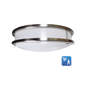 16" Slim Double Ring Ceiling Fixture with Integrated Microwave Sensor | RENO-CLD-16-BN-MCCT-MS