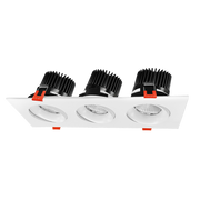 Square 3-Head Regressed Gimbal | RENO-LED-AURA-35-S36W-5CCT-XX-SQ