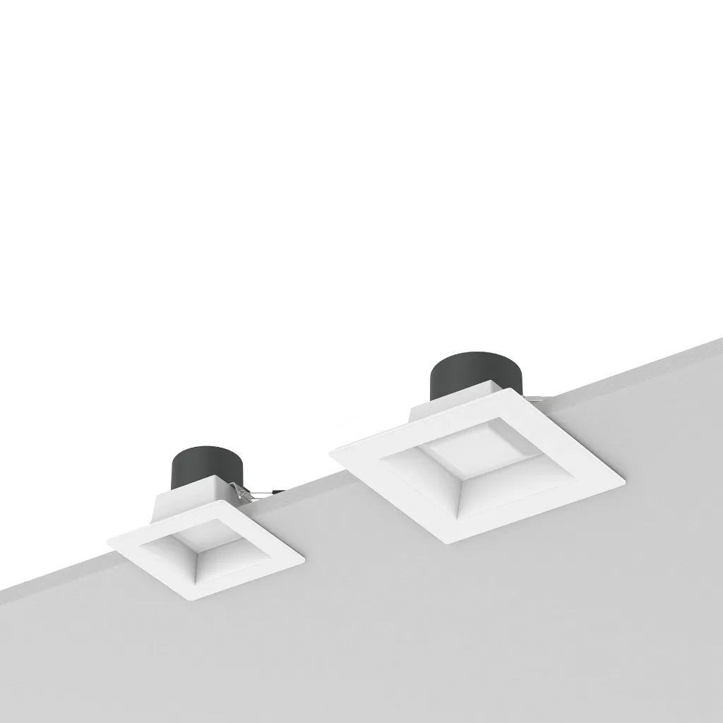 Reno Zeta - 6" Square Commercial Downlight - Selectable Wattage 15/18/22/26/30W - Selectable CCT 2700/3000/3500/4000/5000K - 120-347V - 3-in-1 Dimming | RENO-DL6-MW-DV-MCCT-SQ