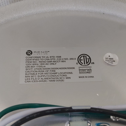 9" Slim Surface Round | RENO-S9R-MCCT-WH 18W