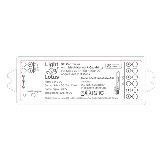 Product Display Visual of the SKU: S54072W092S10-SPI for Marketing of theLotus Multi-pixel LED Strip Controller with SPI | S54072W092S10-SPI