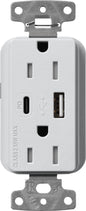 Lutron Claro SCR-15-ACTR-MI USB-A + USB-C PD duplex receptacle, satin finish, Mist