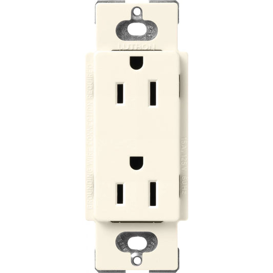 Lutron Claro 15 Amp Duplex Outlet, Biscuit