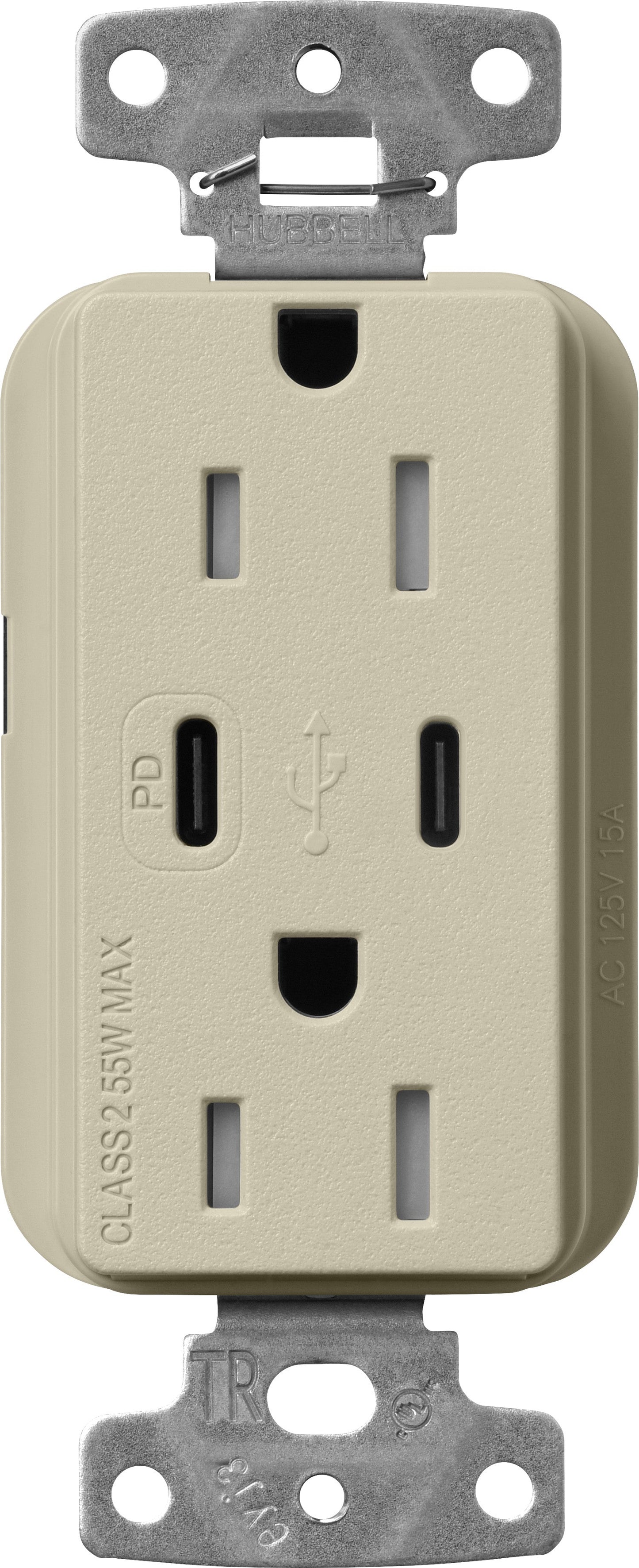 Lutron Claro SCR-15-CCTR-CY Dual USB-C (1 PD) duplex receptacle, satin finish, Clay