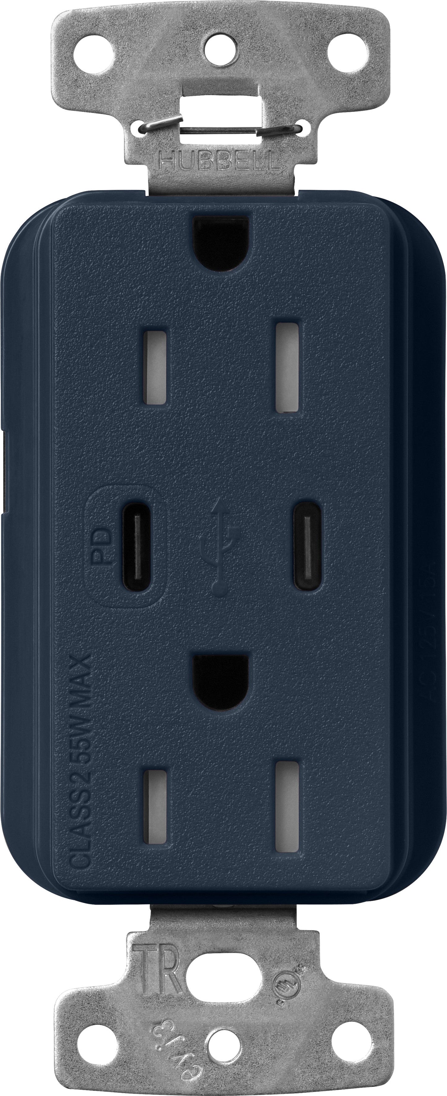 Lutron Claro SCR-15-CCTR-DE Dual USB-C (1 PD) duplex receptacle, satin finish, Deep Sea
