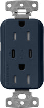 Lutron Claro SCR-15-CCTR-DE Dual USB-C (1 PD) duplex receptacle, satin finish, Deep Sea