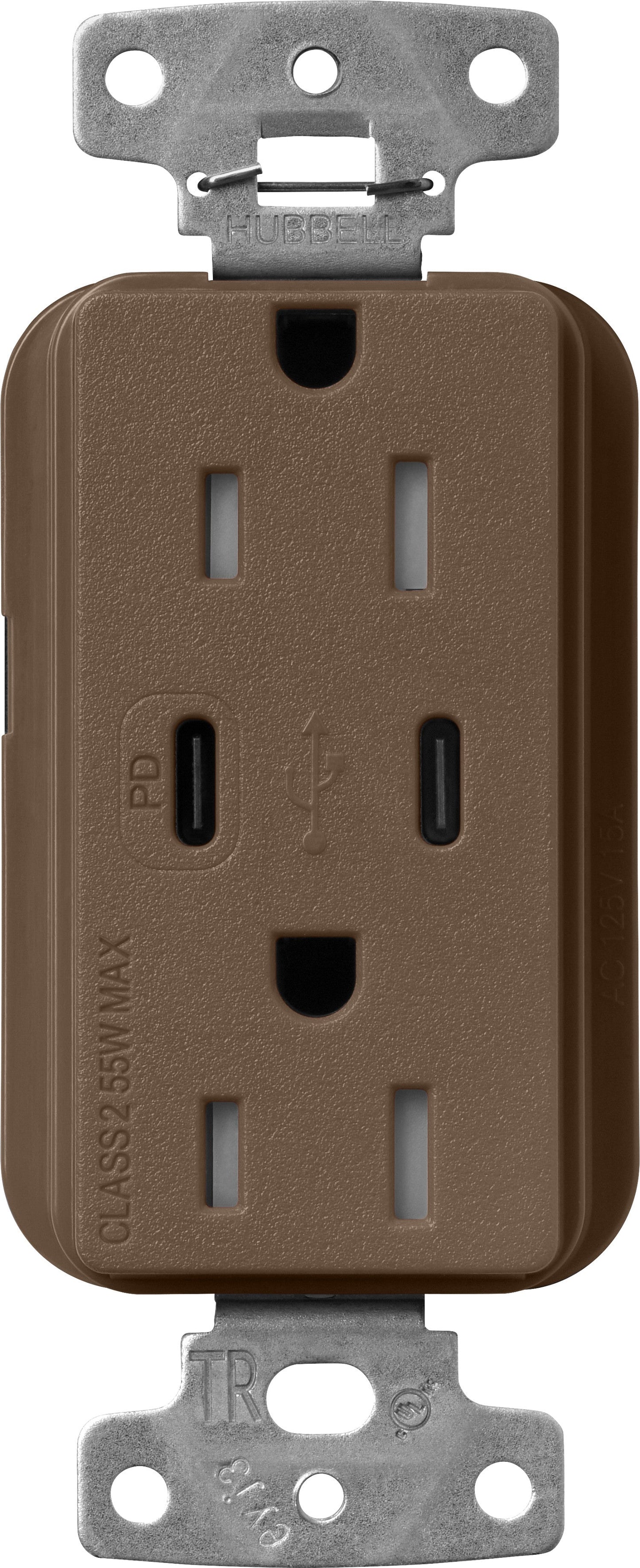 Lutron Claro SCR-15-CCTR-EP Dual USB-C (1 PD) duplex receptacle, satin finish, Espresso