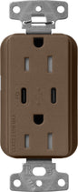 Lutron Claro SCR-15-CCTR-EP Dual USB-C (1 PD) duplex receptacle, satin finish, Espresso