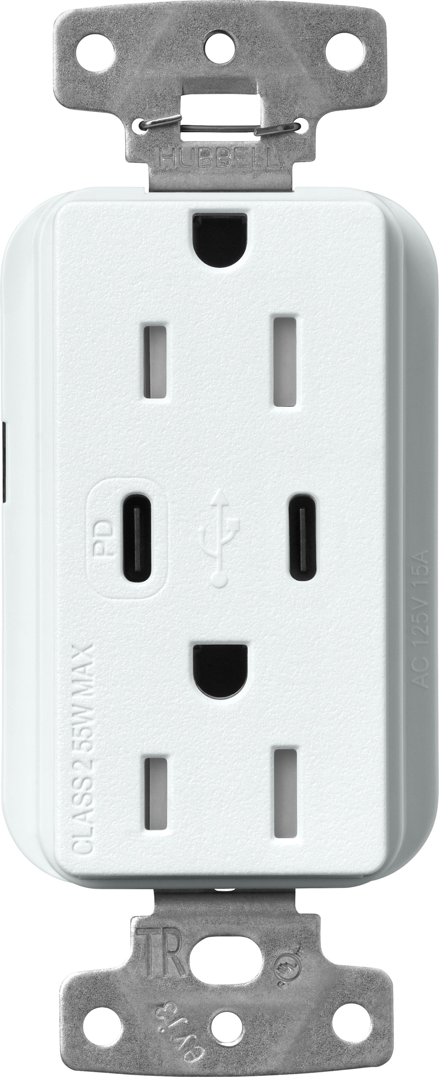 Lutron Claro SCR-15-CCTR-GL Dual USB-C (1 PD) duplex receptacle, satin finish, Glacier White