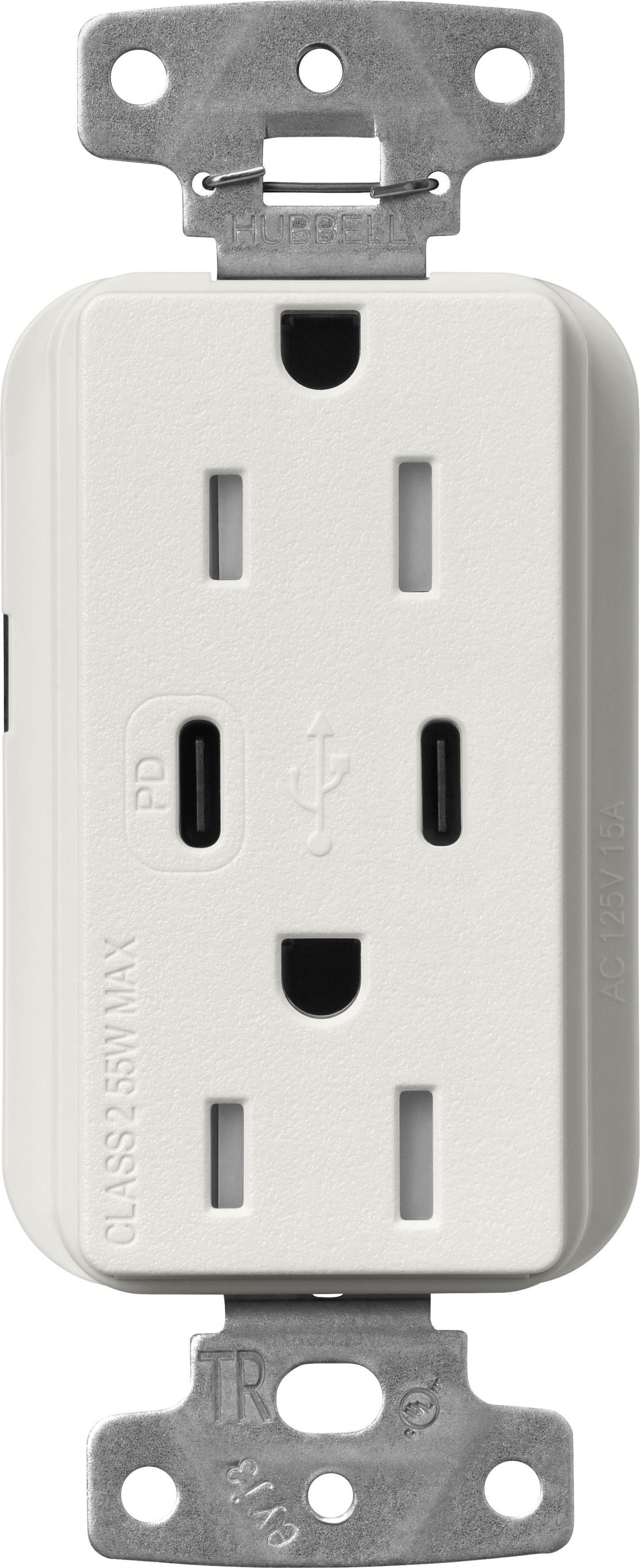 Lutron Claro SCR-15-CCTR-LG Dual USB-C (1 PD) duplex receptacle, satin finish, Lunar Gray