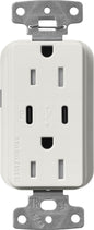 Lutron Claro SCR-15-CCTR-LG Dual USB-C (1 PD) duplex receptacle, satin finish, Lunar Gray