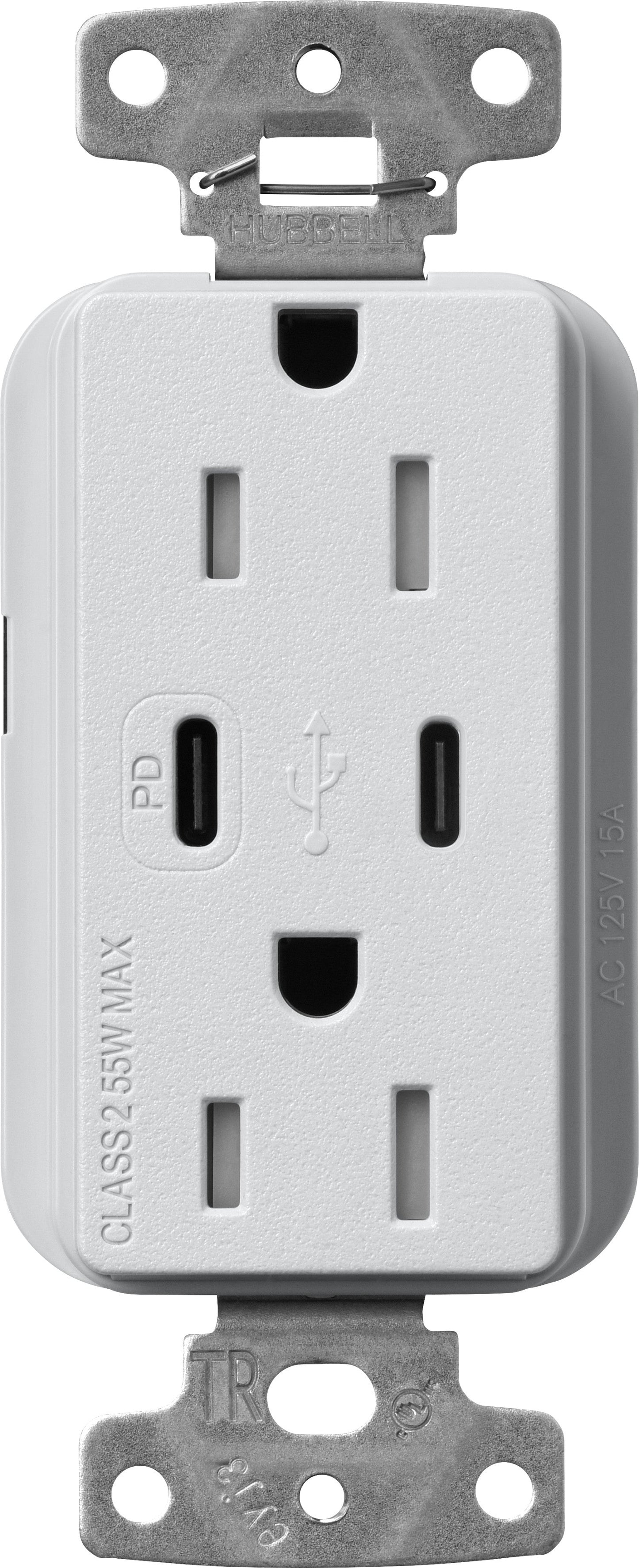 Lutron Claro SCR-15-CCTR-MI Dual USB-C (1 PD) duplex receptacle, satin finish, Mist