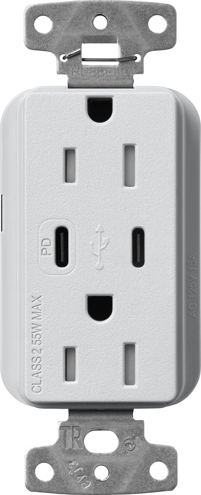 Lutron Claro SCR-15-CCTR-MI Dual USB-C (1 PD) duplex receptacle, satin finish, Mist