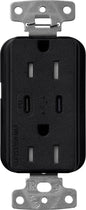 Lutron Claro SCR-15-CCTR-MN Dual USB-C (1 PD) duplex receptacle, satin finish, Midnight