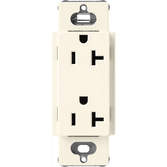 Lutron Claro 20 Amp Duplex Outlet, Biscuit
