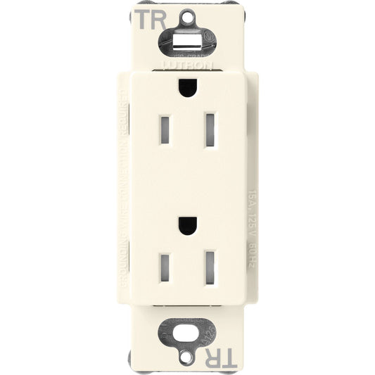 Lutron Claro Tamper-Resistant Duplex Receptacle, 15 Amp, Biscuit