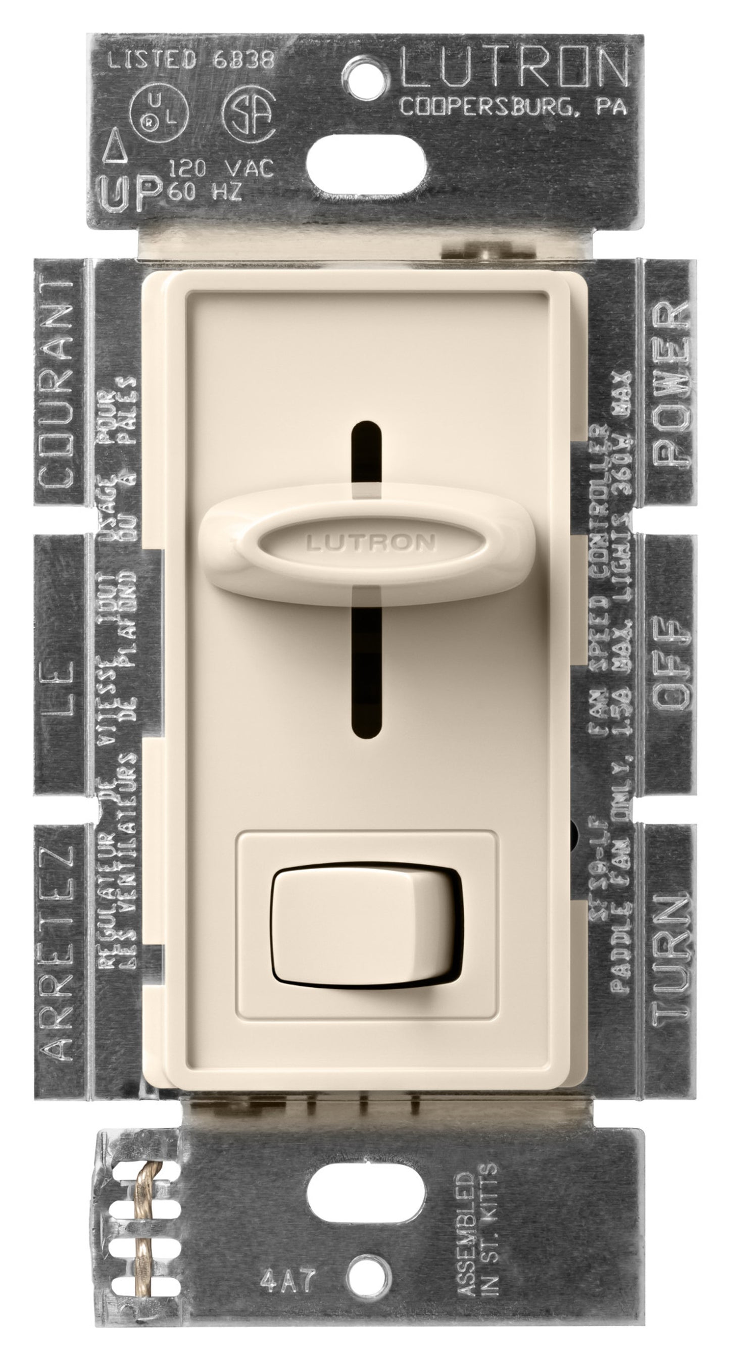 Lutron Skylark Dual Fan/Light Control 1.5A Fan & 300W Inc/Hal - Single-Pole | SFSQ-LF