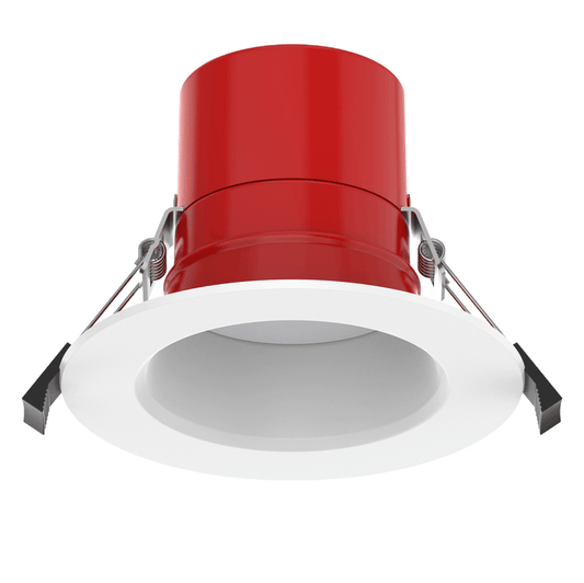 Lotus US-DL004-4-15W-M-D05C5 commercial 4-inch 2-hour fire-rated LED downlight with white trim, 5CCT and selectable 6/8/10/12/15W