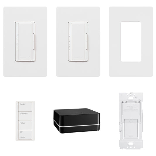 Lutron RA2 Select Starter Kit: (2) Dimmers, 4-Button Pico, and Repeater | RR-SEL-KIT-1