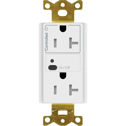 Lutron Vive Wireless Receptacle - 20A Split-Switching (Half) Tamper-Resistant | CAR2S-20-STR