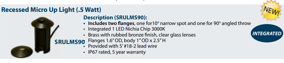 CAST Recessed Micro Up Light (.5 Watt) | SRULMS90