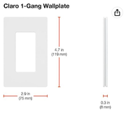 Claro 1-Gang Wallplate (White) | CW-1