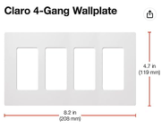 Claro 4-Gang Wallplate (White) | CW-4-WH