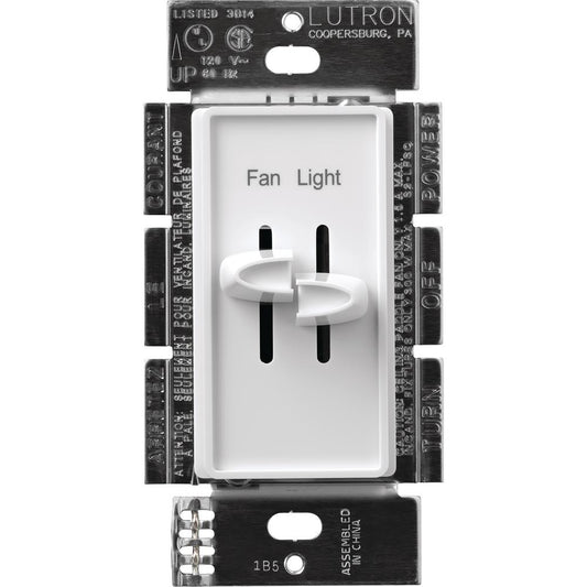 Lutron Skylark Dual Dimmer & 3-Speed Fan Control - 300W Inc/Hal 1.5A Fan | S2-LFSQH