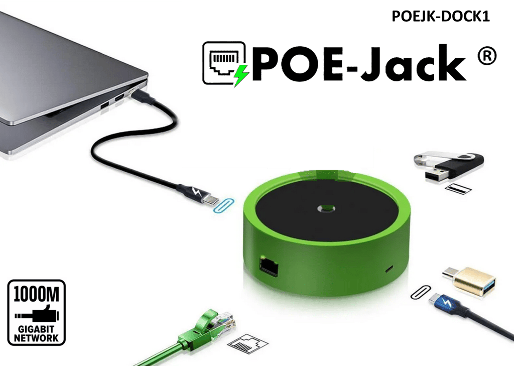 Grid Docking Station for POE-Jack® Android Player & Touchscreens | Desktop Mount & I/O Expansion | POEJK-DOCK1