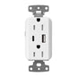 Product Display Visual of the SKU: CAR-15-ACTR-WH for Marketing of theLutron Claro 15A Tamper-Resistant Wall Outlet with Ultra-Fast 55W USB-C PD & USB-A - Gloss Finish | CAR-15-ACTR