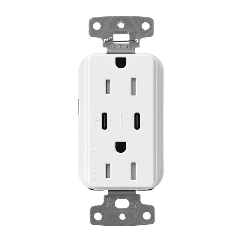 Lutron Claro 15A Tamper-Resistant USB Receptacle - 55W USB-C PD + Dual USB-C | SCR-15-CCTR