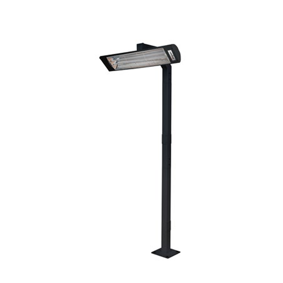Eurofase 39-inch single-head 8-foot pole mount in black, pictured with heater separately sold