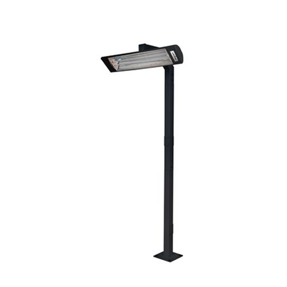 Eurofase 39-inch single-head 8-foot pole mount in black, pictured with heater separately sold