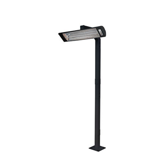 Eurofase 39-inch single-head 8-foot pole mount in black, pictured with heater separately sold